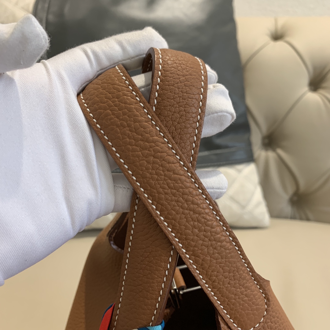 에르메스 피코탄 락18 골드브라운 은장 끌레망스 가죽